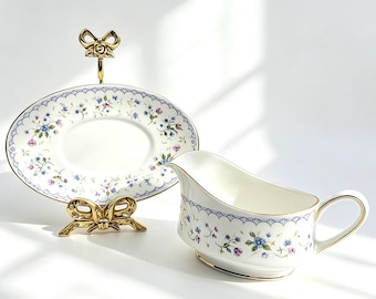 Vintage Paragon Florabella Blue Floral Gravy Boat and Underplate