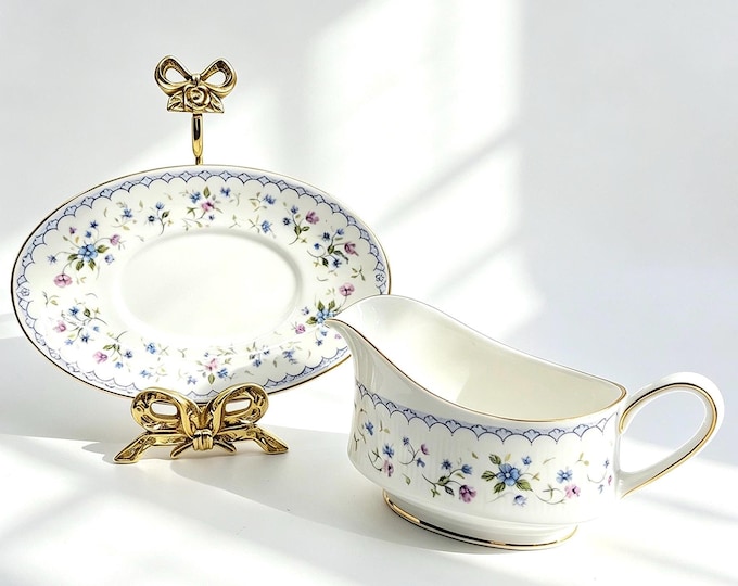 Featured listing image: Vintage Paragon Florabella Blue Floral Gravy Boat and Underplate