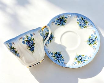 Royal Albert Dainty Dina Blue Forget Me Not Bone China Teacup Saucer