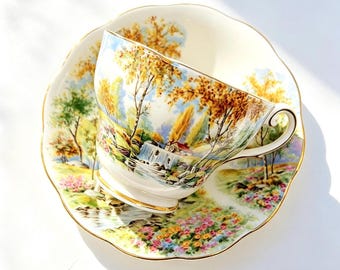 Vintage Royal Standard The Old Mill Stream Landscape Teacup and Saucer