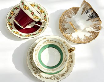 Set of 3 Vintage Bone China Afternoon Tea Set