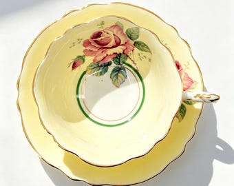 Vintage Paragon Double Warrant Large Yellow Rose Teacup and Saucer