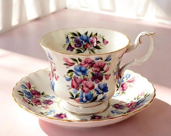 Vintage Royal Albert Sweet Pea Teacup and Saucer – Springtime Series