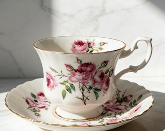 Vintage Royal Albert Soft Pink Rose Teacup and Saucer Set