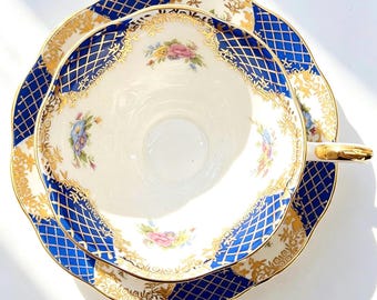 Vintage Royal Albert Empress Series Isabella Cobalt Blue Teacup and Saucer