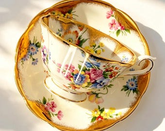 Vintage Royal Albert Cottage Garden Heavy Gold Trim