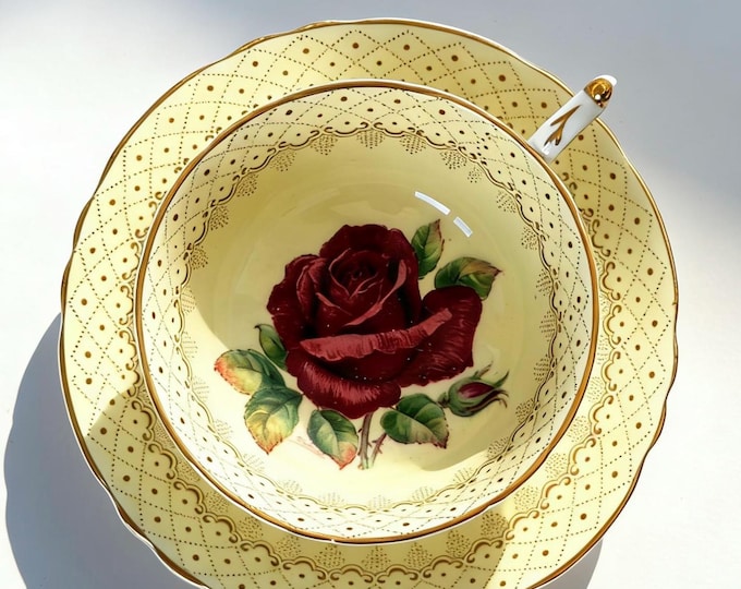 Featured listing image: Vintage Paragon Floating Rose Teacup and Saucer  Royal Warrant