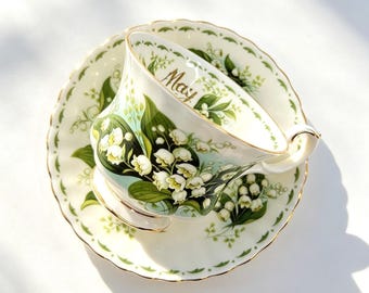 Vintage Royal Albert Flower of the Month May Lily of the Valley Teacup and Saucer
