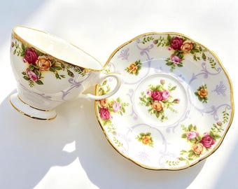 Vintage Royal Albert Rose Cameo Violet Teacup and Saucer