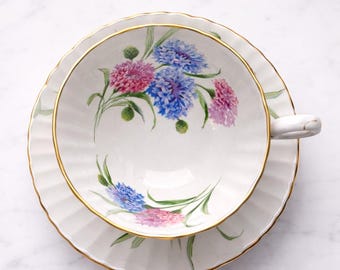 Vintage Paragon Teacup and Saucer, Cornflower Pattern, English
