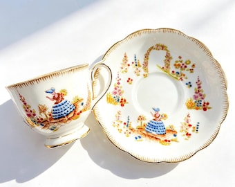 Vintage Royal Albert Dainty Dinah Garden Scene Teacup and Saucer