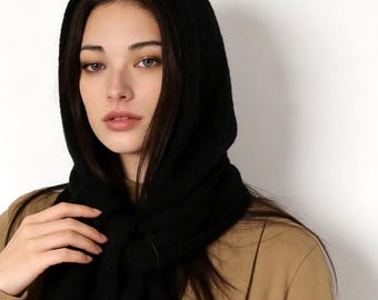 Handmade Wool Balaclava Scarf, Korean Knit Neck Warmer，Balaclava handmade wool knit winter hooded scarf for women