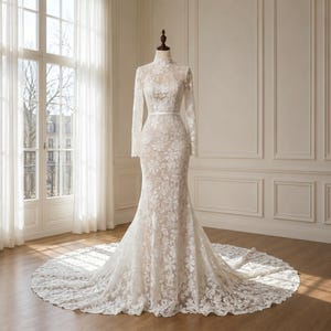 oleg cassini lace trumpet wedding dress Oleg Cassini | Dresses | Oleg Cassini Satin Trumpet Wedding Dress With Lace