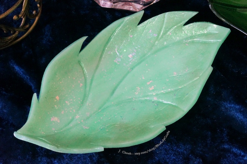 Small Jewellery Dish Iridescent Green Opal Shimmer Effect Decorative Plate Ring Holder made with Polymer Clay