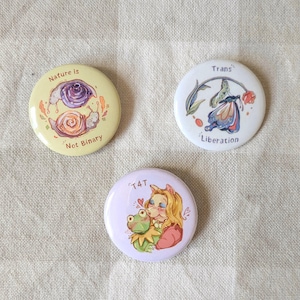 Trans Critter Badges: bugs and muppets