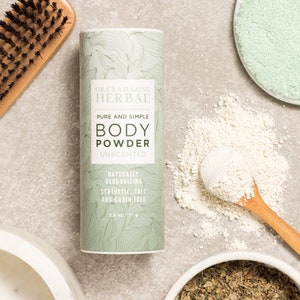 Unscented Body Powder, Fragrance Free Body Powder, Talc Free Body Powder, Natural Body Powder, Ora&#39;s Amazing Herbal, 2.5oz