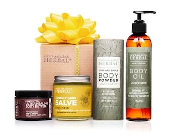 Fragrance Free Skincare Set, Body Oil, Salve & Body Butter for Sensitive, Dry Skin – Ora’s Herbal