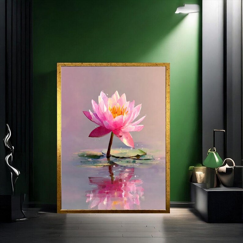 Elegant Pink Lotus Flower Canvas Wall Art Print Tranquil Living Room ...