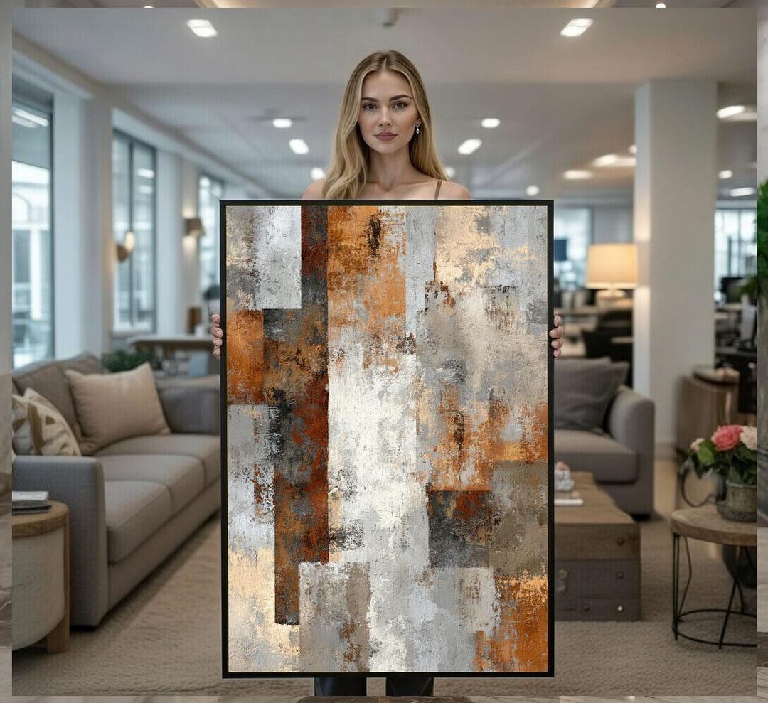 Rustic Canvas Rustic Abstract Canvas Wall Art Print Earthy Living Room Decor Modern ...