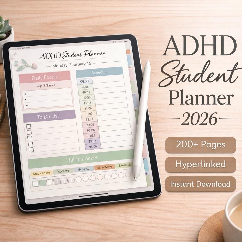 ADHD Planner 2026 Focusflow Printable Daily Weekly Monthly Organizer ...