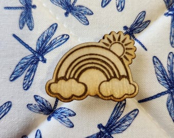 Needle Minder arc-en-ciel en bois gravé au laser avec aimant puissant