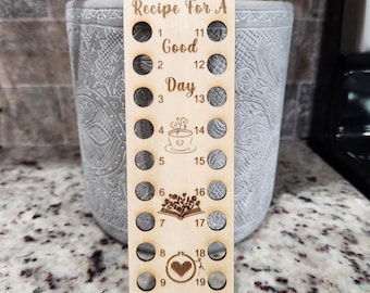 Recipe for a Good Day - Organiseur de fil rectangulaire en bois gravé au laser 20 trous