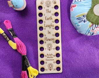 La Terre riant des fleurs - Organiseur de fil rectangulaire en bois gravé au laser 20 trous