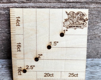 Corner Gauge for Cross Stitch Wood Engraved with Stich Count