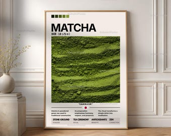 Matcha Wall Art Print, Japanese Tea Poster, Minimal Kitchen Decor (Digital Download)