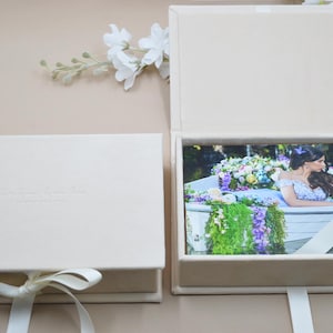 Handgjord fotolåda i sammet, omtänksam present till födelsedagar, högtider och speciella tillfällen