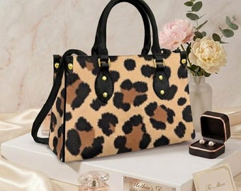 Bolso de hombro de piel sintética con estampado de leopardo, accesorio de moda de verano.