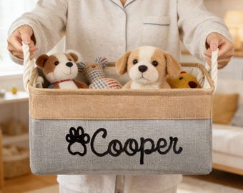 Cesta de almacenamiento personalizada para mascotas, caja de juguetes para perros, cesta para juguetes para gatos, organizador de juguetes para perros, regalo para mascotas