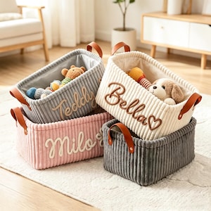 Personalized Pet Toy Storage Basket Custom Dog Basket Puppy Toy Box Pet Name Gift Pet Lover Gifts Personalized Gifts for Pets Friends