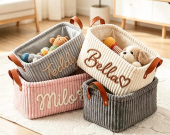 Personalized Pet Toy Storage Basket Custom Dog Basket Puppy Toy Box Pet Name Gift Pet Lover Gifts Personalized Gifts for Pets Friends
