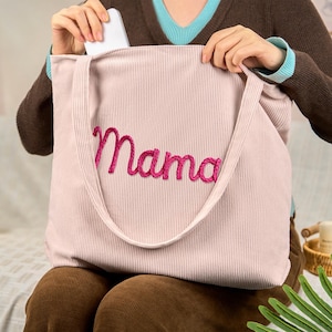 Personlig broderad manchestertygväska med eget namn Vardagsgåva och helggåva Brudtärnegåva Alla hjärtans dag-present till henne Eid-present