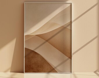 Abstract Neutral Beige Wall Art Printable, Organic Modern Flow Poster, Minimal Terracotta Curve Digital Download