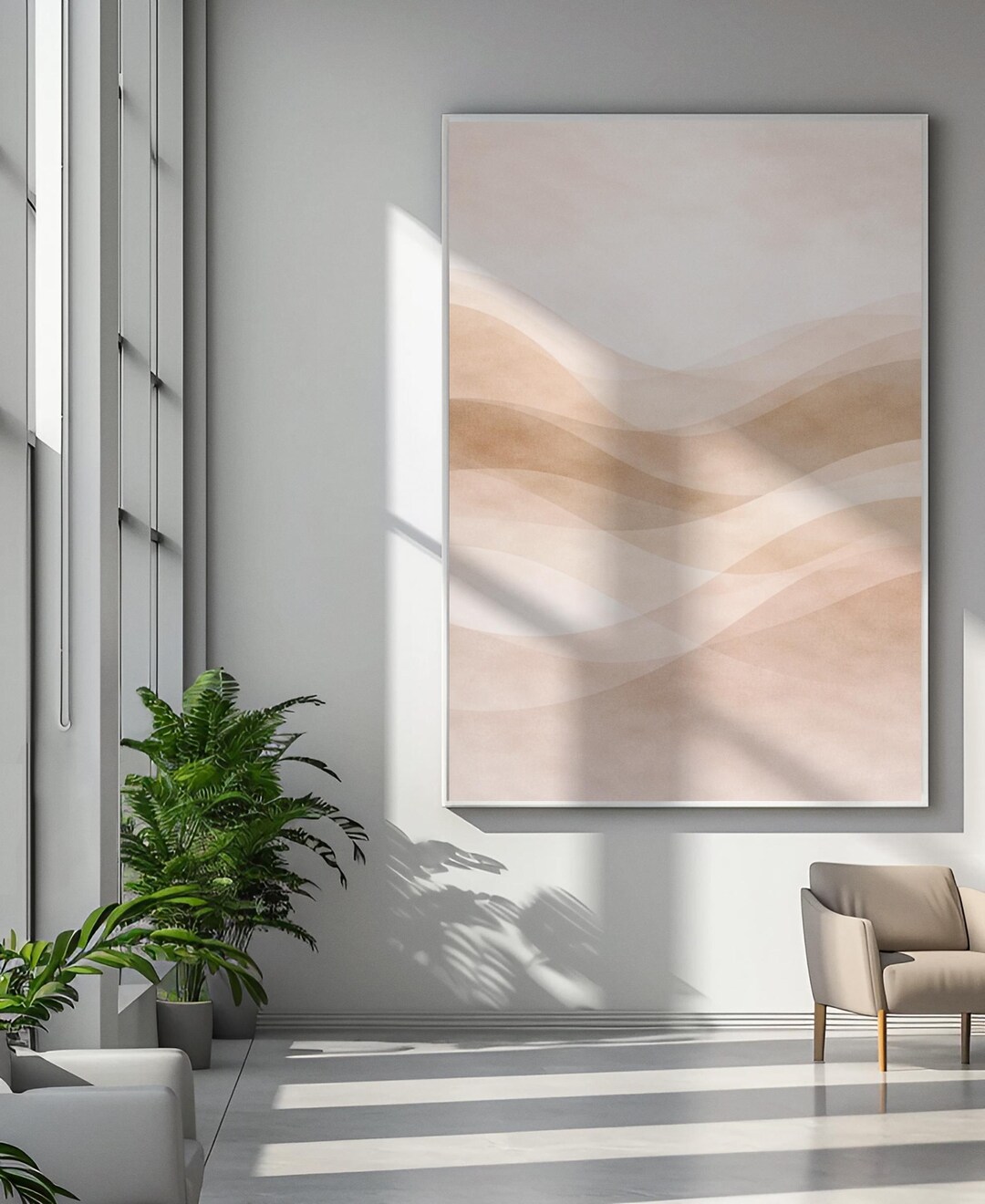 Beige Abstract Printable Wall Art, Warm Neutral Watercolor Layers ...