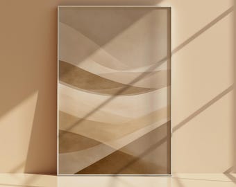 Abstract Beige Wave Wall Art Printable, Layered Neutral Flow Poster, Minimal Organic Modern Digital Download Decor