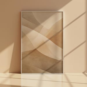 Abstract Neutral Beige Wall Art Printable, Translucent Layered Ribbon Poster, Minimal Organic Modern Digital Download