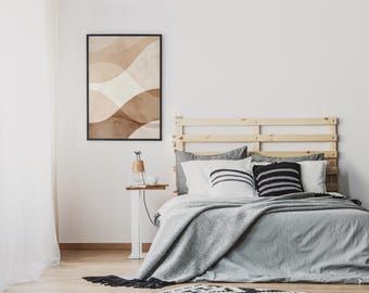 Minimal Beige Curved Shapes Printable trendy Wall Art, Neutral Modern Watercolor Abstract Digital Download, Soft Contemporary Poster