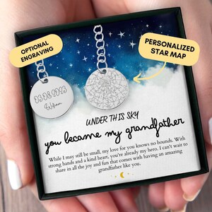Nouveau cadeau grand-père, porte-clé grand-père, carte des étoiles personnalisée par date, premier cadeau grand-père, cadeau d'une petite-fille, Noël, de bébé