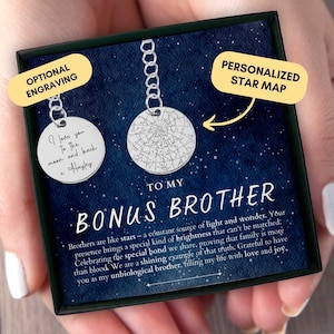 Cadeau frère, cadeau beau-frère, carte des étoiles personnalisée par date, porte-clé personnalisé, anniversaire beau-frère, beau-frère, cadeau de Noël
