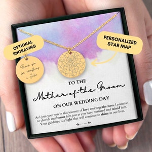 Mutter des Bräutigams Geschenk der Braut, Mutter des Bräutigams Geschenk der Braut, personalisierte Halskette, benutzerdefinierte Sternkarte nach Datum, Geschenk zum Hochzeitstag