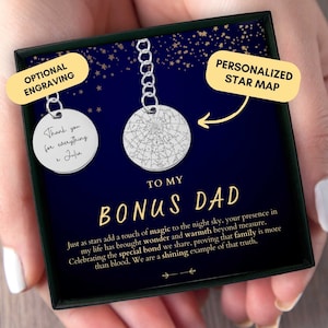 Cadeau pour papa, cadeau de mariage pour papa, cadeau beau-père, carte des étoiles personnalisée par date, porte-clé pour beau-père, cadeau de Noël pour papa, beau-père