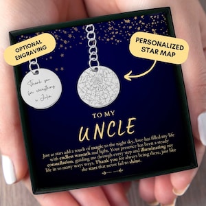 Cadeau oncle d'une nièce, porte-clé oncle, carte des étoiles personnalisée par date, du neveu, des enfants, cadeau d'anniversaire oncle, cadeau de Noël oncle, personnalisé