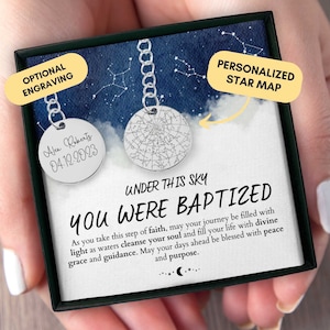 Cadeau de baptême adulte, cadeau de baptême adolescent, carte des étoiles personnalisée par date, cadeau de baptême personnalisé, porte-clé baptisé, jour de baptême, cadeau pour garçon