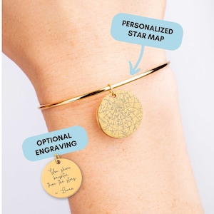 Bracciale personalizzato con mappa stellare, mappa stellare personalizzata per data, mappa stellare personalizzata, mappa della costellazione, regalo per lei, regalo di compleanno, regalo di Natale