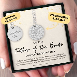 Cadeau du père de la mariée du marié, cadeau du père de la mariée, porte-clés personnalisé, beau-père, carte des étoiles personnalisée par date, jour du mariage