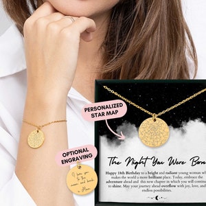 18° compleanno, mappa stellare personalizzata per data, grafico stellare personalizzato, 18° regalo di compleanno, braccialetto personalizzato, regalo per figlia, nipote
