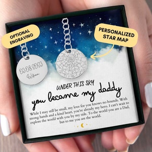 Cadeau de nouveau papa de la femme, carte des étoiles personnalisée par date, carte de constellation, nouveau cadeau de papa de bébé, nouveau papa, porte-clés personnalisé, papa Keying